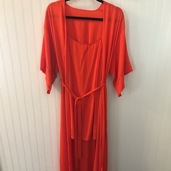 Halston Heritage Orange Kimono Gown Size 2 - Picture 5 of 8